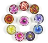 Merca Tealight Candles and Candle Holder Refills Including 10 Flower-Shaped Scented Candles (Hibiscus, Lily, Sakura, Lotus, Rose, Frangipani)