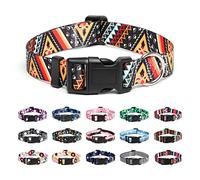 Mercano Adjustable Dog Collar - Special Design Patterns, Soft Nylon Comfortable Durable Pet Collar for Small Medium Large Dogs (L, Ethnic Gold)