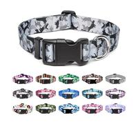 Mercano Adjustable Dog Collar - Special Design Patterns, Soft Nylon Comfortable Durable Pet Collar for Small Medium Large Dogs (XS, Dog Camouflage Grey)