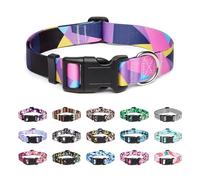 Mercano Adjustable Dog Collar - Special Design Patterns, Soft Nylon Comfortable Durable Pet Collar for Small Medium Large Dogs (L, Geometric Purple)
