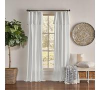 Mercantile Drop Cloth Curtain Panel, Light Filtering Ring & Tab Top with Attached Valance, 63 in Long x 50 in Wide, Farmhouse Single Window Panel, Bedroom, Living Room & Dining Room, White