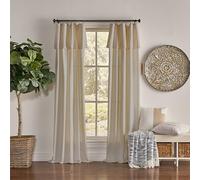 Mercantile Drop Cloth Curtain Panel, Light Filtering Ring & Tab Top with Attached Valance, 63 in Long x 50 in Wide, Farmhouse Single Window Panel, Bedroom, Living Room & Dining Room, Linen