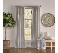 Mercantile Drop Cloth Curtain Panel, Light Filtering Ring & Tab Top with Attached Valance, 95 in Long x 50 in Wide, Farmhouse Single Window Panel, Bedroom, Living Room & Dining Room, Grey
