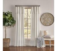 Mercantile Drop Cloth Curtain Panel, Light Filtering Ring & Tab Top with Attached Valance, 95 in Long x 50 in Wide, Farmhouse Single Window Panel, Bedroom, Living Room & Dining Room, Off White