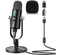 Mercase USB Condenser Microphone for PC, Mac, Phones, PS4/PS5 - Plug & Play Studio Mic with Mute Button & Noise Reduction - for Recording, Streaming, Podcasting, Gaming, Zoom, TikTok, YouTube