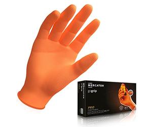 MERCATOR MEDICAL Nitrile Gloves GoGrip Orange, Size: M - 50 Pieces, Disposable Protective Gloves, Powder-Free, Examination Gloves, Latex-Free, 3X Thicker, Diamond Texture