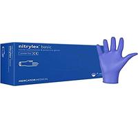 MERCATOR MEDICAL Nitrile gloves NITRYLEX CLASSIC Blue - Size L - Pack of 100 - Disposable gloves - powder-free Examination gloves - Textured on finger tips - latex-free