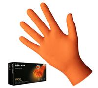 MERCATOR MEDICAL Nitrile gloves POWERGRIP orange, size: XXL - 50 pieces, Disposable protective gloves, powder-free, Examination gloves, latex-free, 3x thicker, diamond texture