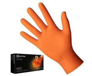 MERCATOR MEDICAL Nitrile gloves POWERGRIP orange, size: XXL - 50 pieces, Disposable protective gloves, powder-free, Examination gloves, latex-free, 3x thicker, diamond texture