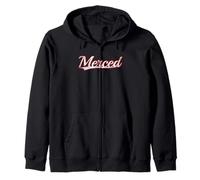 Merced California San Joaquin Vintage Varsity Distressed Zip Hoodie