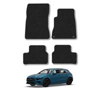Mercedes A-Class (2018+) Car Mats Accessories Tailored Fit Carpet Floor Mats Non Slip Grey Trim Accessory Compatible Front Rear Set Anti Slip Full Coverage Granulated Backing Hand-Finished Clips