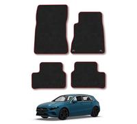 Mercedes A-Class (2018+) Car Mats Accessories Tailored Fit Carpet Floor Mats Non Slip Red Trim Accessory Compatible Front Rear Set Anti Slip Backing Custom Fit Hand-Finished Full Coverage Clips