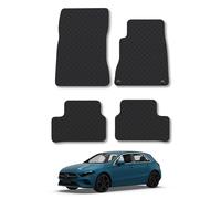 Mercedes A-Class (2018+) Heavy Duty Thick Rubber Car Mats Accessories Tailored Fit Front Rear Set Compatible Accessory Waterproof Durable Non-Slip 5mm Full Coverage Protection with Clips
