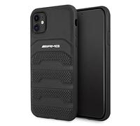 Mercedes AMG AMHCN61GSEBK Case for iPhone 11 6.1 Inch Black Leather Debossed Lines