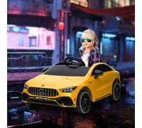 AIYAPLAY Mercedes Benz Licensed 12V Electric Car for Kids, Kids' Electric Ride on with Remote Control, Transport Wheels, Spring Suspension, LED Lights Music, for 3-6 Years - Yellow