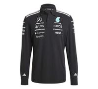 adidas Men's Mercedes - Amg Petronas Formula 1 Team Engineers Polo Longsleeve Shirt, Black, XXL