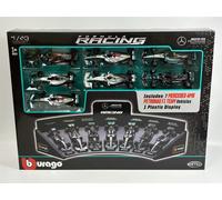 Mercedes AMG Petronas Formula 1 Set of 7 Cars with Display Stand 1:43 Scale Bburago 38170