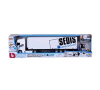 Bburago 1:43 Hauler With Container Forklift 2 Pallets 2 Baskets 18-31471 Truck Silver