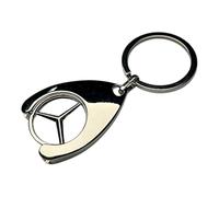 Mercedes Benz B66956285 Keyring with Shopping Trolley Token Chrome-Plated, silver, 4x3cm
