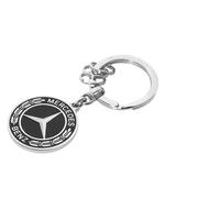 Mercedes-Benz, Car and motorcycle keyring pendant, 3 rings added. Various designs. Official product., Black/Silver, 3 cm x 9 cm x 5 mm, Classic