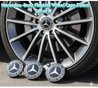 Mercedes-Benz CLA- Class Floating Alloy Wheel Caps 75mm - Black/Silver Logo