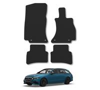 Mercedes-Benz E Class Estate (2023+) Heavy Duty Thick Rubber Car Mats Accessories Tailored Fit Front Rear Set Compatible Accessory Waterproof Durable Non-Slip 5mm Full Coverage Protection with Clips