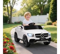 AIYAPLAY Mercedes-Benz GLC Coupe Licensed 12V Kids Ride on Car with Remote Control, Battery Powered Kids Electric Car with Soft Start, LED Light, Music, MP3, 3 Speed, for 3-6 Years, White