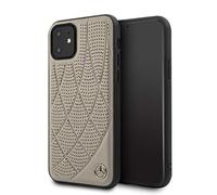 Mercedes-Benz Phone Case for iPhone 12 Mini Grey Leather Perforated Design | Easy Snap-On | Drop Protection | Officially Licensed