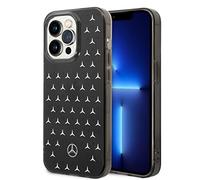 Mercedes-Benz Phone Case for iPhone 14 Pro in Black/Silver Big Star Pattern, Anti-Scratch PC/TPU, Comfortable & Durable Hard Case with Accessible Ports, Shock Absorption & Signature Logo