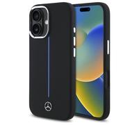 Mercedes Benz Silicone Blue Stripe Case with MagSafe for iPhone 16 Case Black