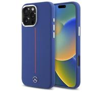 Mercedes Benz Silicone Red Stripe Case with MagSafe for iPhone 16 Pro Max 6.9" Navy Blue - MEHMP16X23SUMRV
