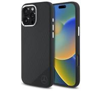 Mercedes Benz Silicone Tonal Logo Wood Pattern Case with MagSafe for iPhone 16 Pro Max 6.9" Black - MEHMP16X23SUGDK