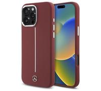 Mercedes Benz Silicone White Stripe Case with MagSafe for iPhone 16 Pro Max 6.9" Red - MEHMP16X23SUMSR