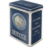 Nostalgic-Art Retro storage tin box L, 3 l, Mercedes-Benz - Service Emblem Blue - Gift idea for Mercedes-Benz fans, Official License Product (OLP), large metal tin, vintage design