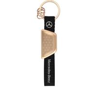 Mercedes-Benz Unisex Rose Gold/Black Stainless Steel/PET Keyring 13cm with Pattern and 4 Split Rings Textile Loop