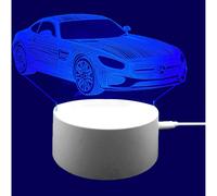 True Face 3D Optical Illusion Night Light, Touch LED Table Desk Lamp 7 Color Changing USB Charger Powered Touch Switch Desk Night Light for Kids Friends Gift Mercedes Car