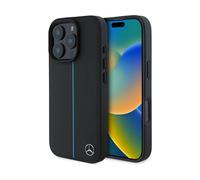 Mercedes cell phone case MEHMP16L23RURBK MB Blue Line Leather Black for Magsafe - iPhone 16 Pro