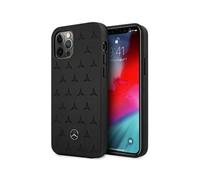 Mercedes iPhone 12 Pro Max Case, Black - Leather Star Pattern Hardcase MEHCP12LPSQBK