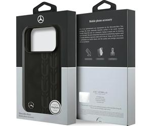 Mercedes Leather Laurel Leaves Case with MagSafe for iPhone 17 Pro 6.3" Black