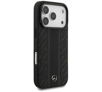 Mercedes Leather Laurel Leaves Stripes MagSafe Case for iPhone 17 Pro 6.3" Black - MEHMP17L25RLDLKH
