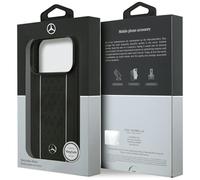 Mercedes Leather Star Pattern Stripes Case with MagSafe for iPhone 17 Pro 6.3" Black - MEHMP17L25RPSLKH