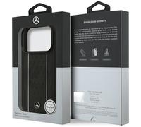 Mercedes Leather Star Pattern Stripes Case with MagSafe for iPhone 17 Pro Black