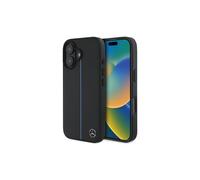 Mercedes MB Blue Line Leather Case with MagSafe for iPhone 16 Black