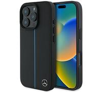 Mercedes cell phone case MEHMP16L23RURBK MB Blue Line Leather Black for Magsafe - iPhone 16 Pro