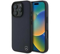 Mercedes MB Wood Imitation Leather Case MagSafe iPhone 16 ProMax 6.9" Navy Blue