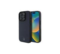 Mercedes Textured And Plain Leather Case for iPhone 16 ProMax NavyBlue