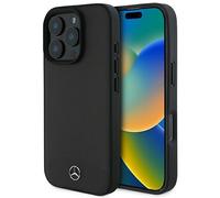 Mercedes Textured And Plain Leather Case with MagSafe for iPhone16Pro 6.3" Black