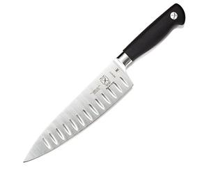 Mercer Culinary Genesis 8-Inch Chef's-Granton Edge, Short Bolster, Stainless Steel, Black, 38x10x3 cm