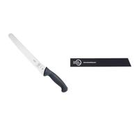 Mercer Culinary M23210, Stainless Steel, Black, 10-Inch Wide Wavy Edge Bread Knife & 10 x 1.5-Inch Knife Guard, Black