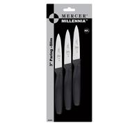Mercer Culinary M23903 Millennia Black Handle, 3-Inch Slim Paring Knives (3-Pack), Paring Knife